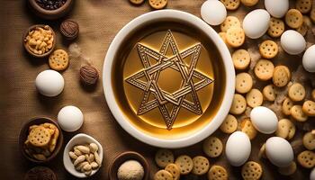 Star of David with Snacks and Eggs photo