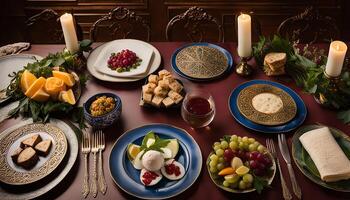 Elegant Table Setting with Intricate Design Plates photo