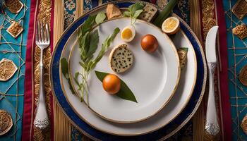 Elegant Table Setting with Golden Accents photo