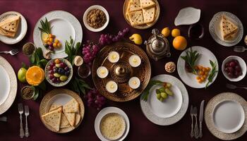 Elegant Table Setting with Plates and Fruit photo
