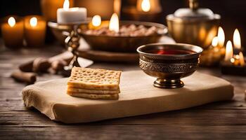 Crackers and Wine in Candlelight photo