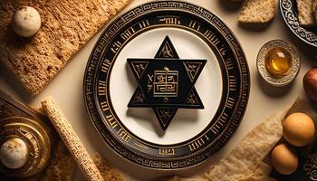 Passover Seder Plate with Star of David photo