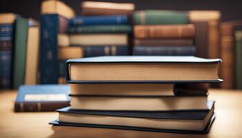 Stack of Books in a Library photo