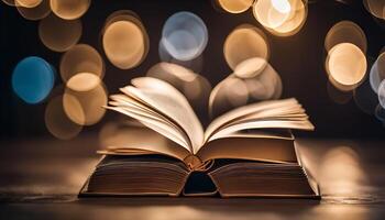 Open Book with Bokeh Lights photo