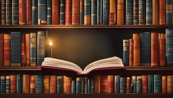 Open Book on a Bookshelf photo