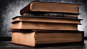 Stack of Old Books on a Table photo