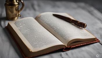 Open Book with Pen photo