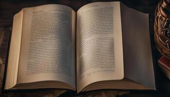 Open Book with Basket and Book photo
