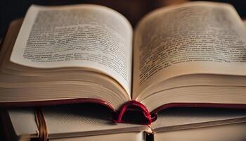 Open Book on a Stack of Books photo