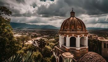 Golden Dome Church with Mountain Views photo