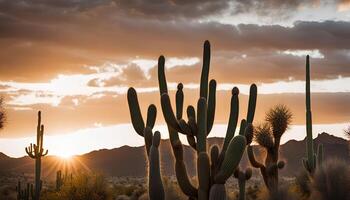 Sunset Over Desert Cacti photo