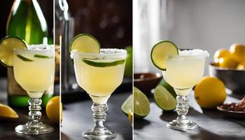 Lime and Lemon Cocktail with Salt Rim photo