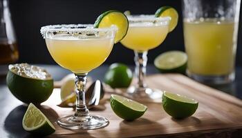 Margarita Cocktail with Lime Wedges photo