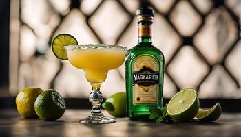 Margarita Cocktail with Lime and Mint photo