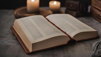 Open Book with Candles photo