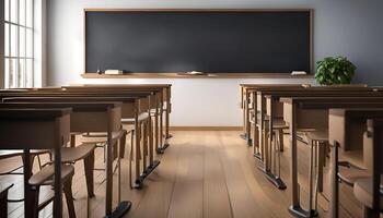 Empty Classroom chairs photo
