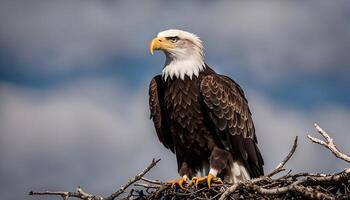 Majestic Bald Eagle Perched on a Branch photo