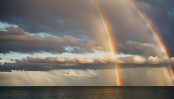 Double Rainbow Over the Ocean photo