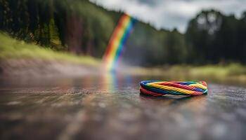 Rainbow Rope Bracelet on a Path photo