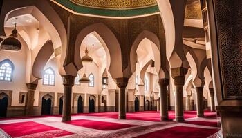 Interior of a Mosque with intricate details photo