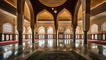 Interior of a Mosque with intricate architectural details photo