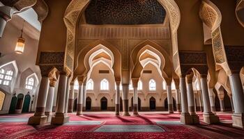 Mosque Interior with Ornate Arches and Columns photo