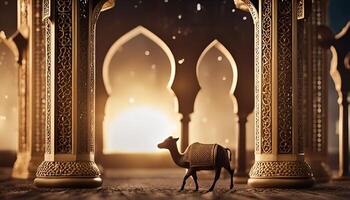 Camel Silhouette in a Golden Archway photo