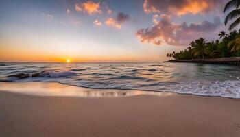 Sunset Over Tropical Beach photo