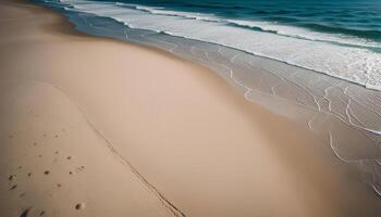 Aerial View of Sandy Beach and Foamy Waves photo