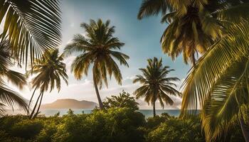 Tropical Paradise Palm Trees and Sun-Kissed Waters photo