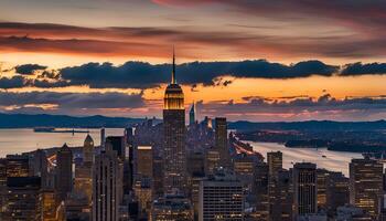 New York City Skyline at Sunset photo