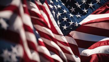 de cerca de americano bandera ondulación foto
