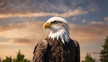 Bald Eagle Against Sunset Sky photo