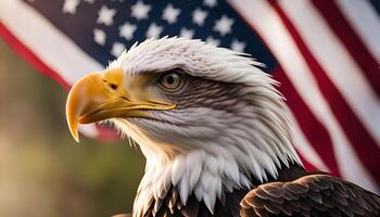Bald Eagle with American Flag photo