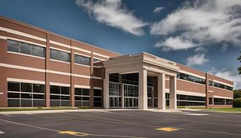 Modern Brick Building with Columns photo