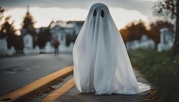 Ghostly Figure in a Suburban Setting photo
