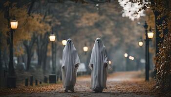 Ghostly Walk Through Autumnal Park photo