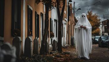 Ghostly Figure in a Quaint Alleyway photo