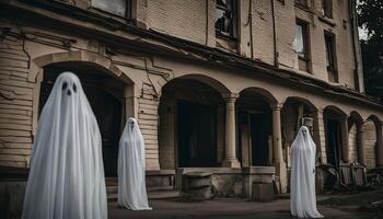 Three Ghosts Haunt an Abandoned Building photo