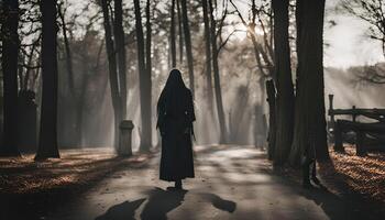 Mysterious Figure in a Forest photo