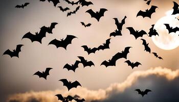 Bats Flying in Front of the Moon photo