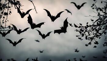 Bats in Flight Against a Twilight Sky photo