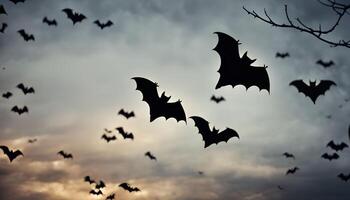 Bats Flying in a Cloudy Sky photo