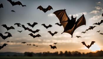Bats Flying in the Sunset photo
