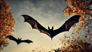 Bats Flying in a Twilight Sky photo