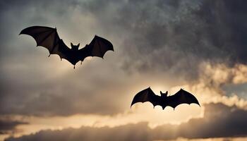 Bats Flying Through the Cloudy Sky photo