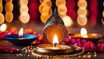 Diwali Celebration with Candles photo