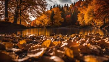 Autumnal Reflections in a Tranquil Lake photo