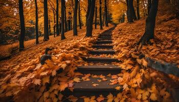 Autumn Steps in a Golden Forest photo