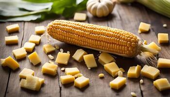 Fresh Corn on the Cob with Diced Corn Kernels photo